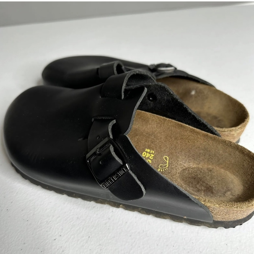 Birkenstock BOSTON Black Leather Clogs Sandals Slide Woman’s 37 6- 6.5